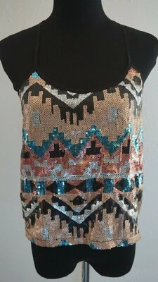 Camiseta sin mangas Charoltte Russe lentejuelas suroeste talla S espalda deportiva Foto 1 de 4