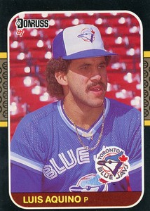 1987 Donruss Baseball Card  #655 - Luis Aquino RC - Toronto Blue Jays