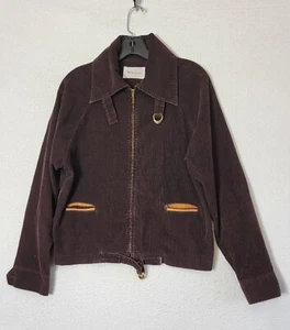 Vtg. Wrangler Women's Large Full Zip Dark Purple Corduroy Jacket Made in USA - Picture 1 of 12