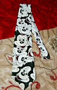 Vintage Disney Mickey Mouse Necktie Tie Black & White 100% Polyester Belt EUC - Picture 1 of 6