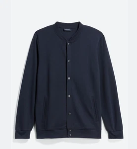 7 Diamonds Nolan Fleece Mens Navy Baseball Jacket Knit Snap Button Up Sz Medium - Picture 1 of 1