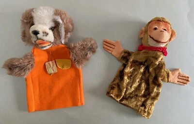2 Handpuppen Affe und Bär Kaspertheater Handarbeit Puppentheater Handspielpuppen - Bild 1 von 4