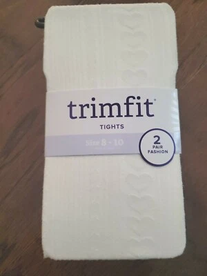 NUEVO Paquete de 2 Medias Trimfit Corazones Blancos Texturizados, Púrpura Claro Sólido, Talla 8-10 Foto 1 de 4