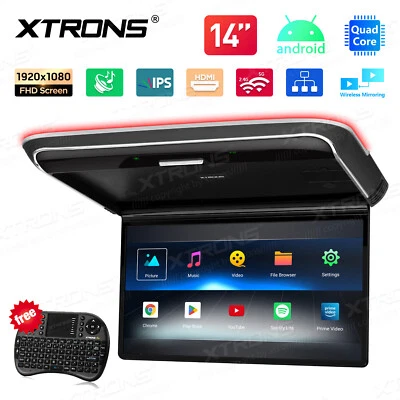 14" IPS Android 11 Car TV Roof Monitor Mount Overhead 1080P Wireless Mirroring - Image 1 of 4