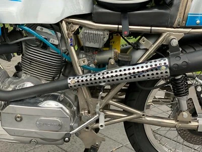 PAR de escudo silenciador cromado personalizado Moto Guzzi Ducati 500 650 750 850 900 1000 SS Foto 1 de 3
