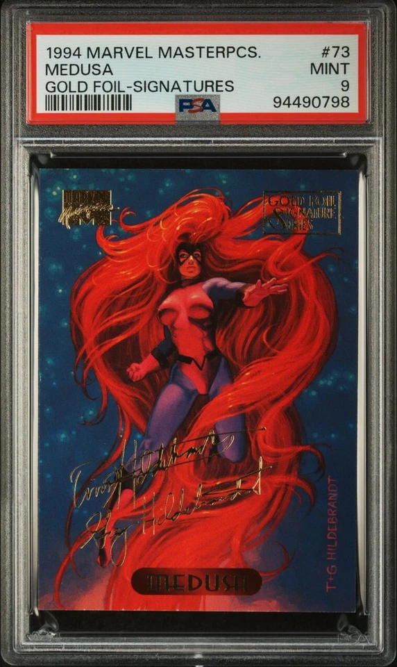 1994 Marvel Masterpieces Medusa Gold Foil Signatures PSA 9  Highest Graded Pop 3 - Image 1 of 2