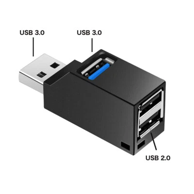 Mini USB 3.0 2.0 HUB 3 Port Verteiler Adapter für PC Laptop Macbook Notebook UH1 - Bild 1 von 3