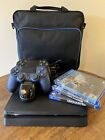 Sony PlayStation 4 PS4 Slim 1TB Console Bundle w/2 controllers, 3 games + more