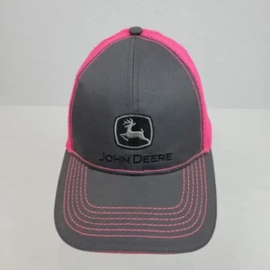 John Deere Logo Pink Grey Snapback Adjustable Mesh Baseball Hat Cap Womens Farm - Picture 1 of 8