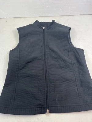 Chaleco Talbots Cremallera Completa Mujer Med. Bolsillos negros acolchados vintage. Hecho en Hong Kong Foto 1 de 4