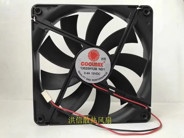 Coolmax 13525H12B ND1 DC12V 0.40A 135 * 25 мм 2-контактный вентилятор охлаждения с высоким потоком воздуха - Изображение 1 из 4