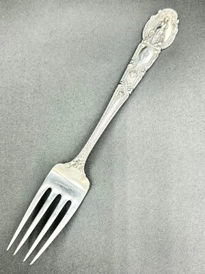 RENACIMIENTO DE TIFFANY HORQUILLA DE CARNE FRÍA DE PLATA ESTERLINA 8 5/8 PULGADAS CON MONOGRAMA Foto 1 de 4