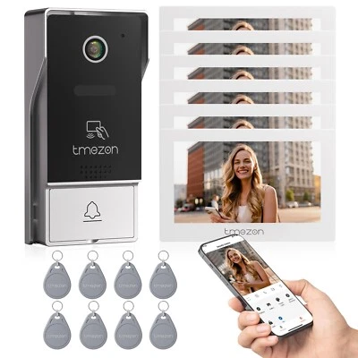 TMEZON 1080P WiFi Sistema Videocitofono Con 6x7" LCD Monitor Telecamera Esterna