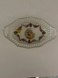 VINTAGE MINIATURE, DISH, GERMANY W/ OLD WORLD PRINT - Picture 1 of 4