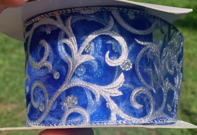 Cinta de alambre Lion Ribbon Gossamer azul plata 13 yardas Foto 1 de 4