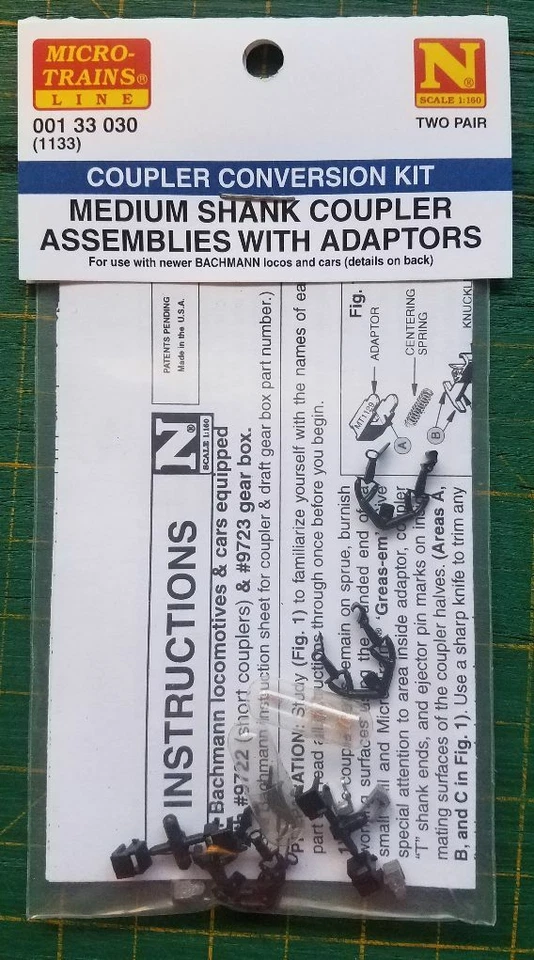 N Micro Trains 001 33 030 (1133) Med Shank cplr assemblies w/adaptors Conversion - Image 1 of 1