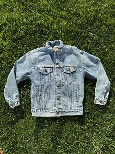 Levi's 57508-0218 Vintage Stonewashed Blue Denim Trucker Jacket Size Womans L - Picture 1 of 13
