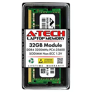 A-Tech 32GB PC4-25600 Laptop SODIMM DDR4 3200 MHz Non-ECC 260-Pin Memory RAM 32G - Picture 1 of 6