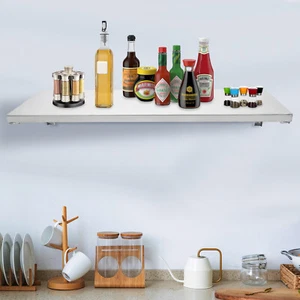 Wall Mounted Folding Table Shelving Collapsible Workbench Stainless Steel Shelf - Picture 1 of 24