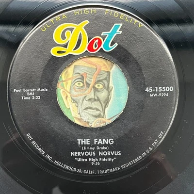 HEAR Nervous Norvus 45 The Fang / Bullfrog Hop DOT rockabilly one man band EX - Image 1 of 2