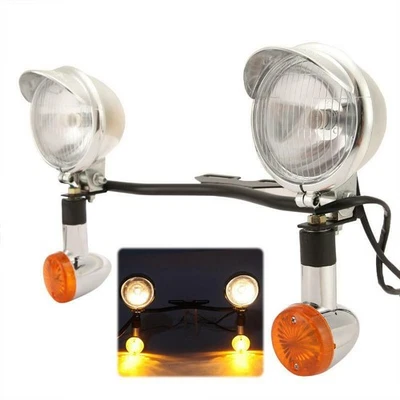 Passing Turn Signals Bar Spotlight Assembies For Honda VTX 1300 C R S RETRO - Image 1 of 4