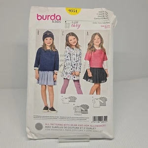 Burda Kids 9351 Sz 2-7 Shirt & T Shirt Skirt Dress 3 Styles Super Easy Cut - Picture 1 of 2