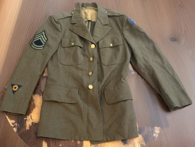 RARE WW2 US ARMY AIR Corp. Wool Coat Uniform 38R Dated 1942 Staff Sergeant - Image 1 of 4