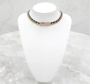 CHANEL I Love CC Pearl Heart Chain Choker Necklace AB8631 141632854 - Picture 1 of 9
