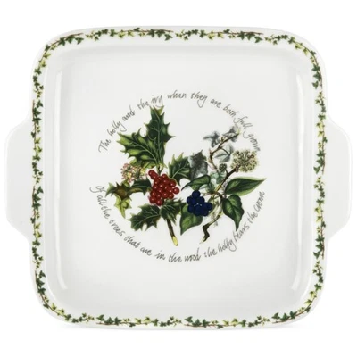 Portmeirion The Holly & The Ivy Square Handled Cake Plate 32cm HV78044-X - Image 1 of 3