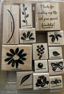 Watercolor Garden Set of 13 * Retired Stampin' Up (USED) One stamp has no foam - Picture 1 of 3