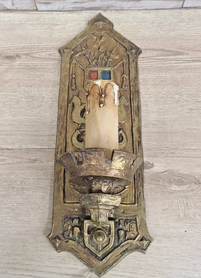 Antiga luminária de parede elétrica de latão início dos anos 1900 #4 - Imagem 1 de 4