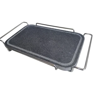 Pietra ollare rettalgolare reflettaria cm 25x35 con supporto inox Bistecchiera G - Foto 1 di 5