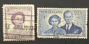 1953 New Zealand Set of Two Stamps Royal Visit Elizabeth II Fine Used. SG721-22 - Picture 1 of 4