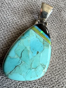 Colgante Vintage Plata de Ley con Piloto Montaña Turquesa Grande SIGNO SC BONITO - Imagen 1 de 18