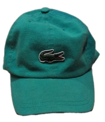Sombrero Lacoste vintage verde con logotipo de cocodrilo con gancho de tela y correa de lazo 100 % algodón Foto 1 de 4