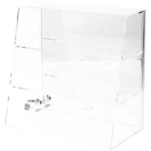 Plymor Acrylic Locking Case, Slant-Front, 2 Shelf, Mirrored 13.75" x 14" x 7.75" - Picture 1 of 1