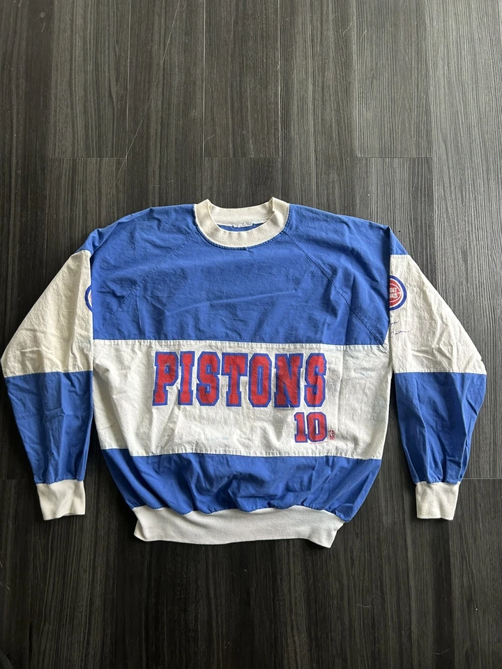 Camisa De Colección Años 90 Detroit Pistons Dennis Rodman Bad Boys Rayas NBA Azul Nuez moscada Foto 1 de 4