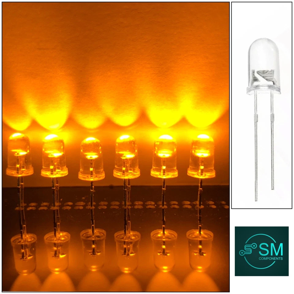 5mm 100pcs Yellow LED Flicker Flame Diodes  DIY Candle Light Emitting Diodes - image 1 of 4