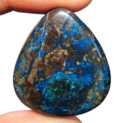 65,25 Cts. Piedra preciosa cabujón natural impresionante azurita malaquita pera 29X32X06 mm Foto 1 de 3