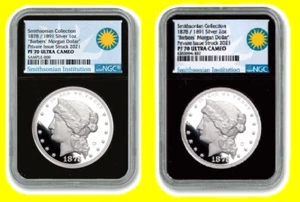 2021 Morgan 1878/1891 Silver Dollar 1 oz and 2 oz rare 2 coins set NGC PF 70 UC - Picture 1 of 11