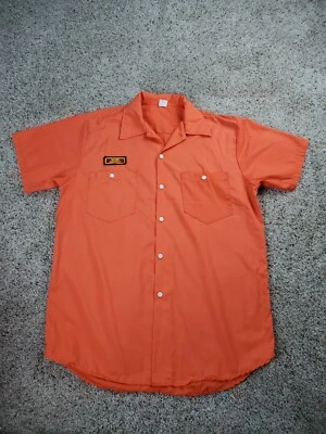Calpia Work Shirt Large Mens Orange Short Sleeve Button Up Twill Road Safety - Image 1 of 4
