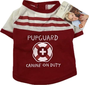 Ellen Degeneres ED Red Polyester Stripe Pupguard Canine On Duty Dog T Shirt Sz S - Picture 1 of 2