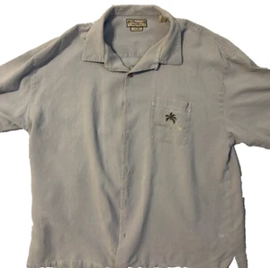 Men's Size XL 100% Green Silk Pussers Island Reserve embroidered shirt - Picture 1 of 5