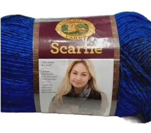 Lion Brand SCARFIE Yarn Black/Royal WOOL Blend Tonal Ombré 5.3 Oz 312 Yds - Picture 1 of 10