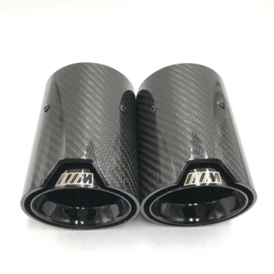 2 PCS Glossy Black Carbon Fiber Exhaust  Pipe Fit for BMW M2 M3 M4  Tips Foto 1 de 4