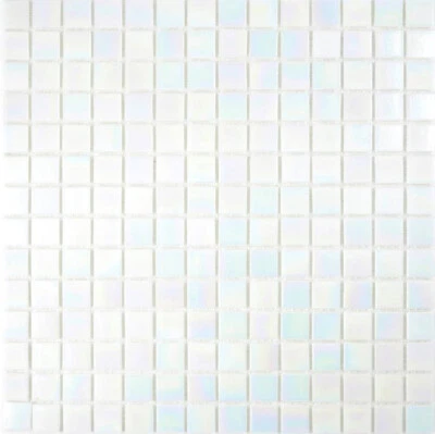 Glasmosaik Mosaikfliesen weiss Perlmutt Regenbogen iridium Fliesenspiegel Küche  - Bild 1 von 4