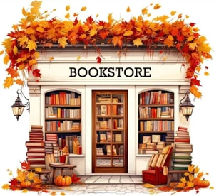 Handmade Colorful Watercolor Fall Bookstore 8x8 Craft Cotton Quilt Fabric Block - Picture 1 of 1