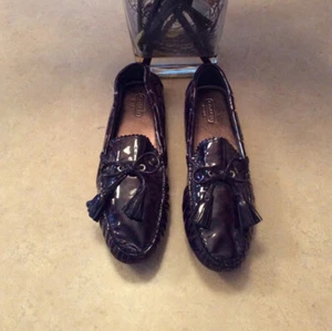 Coach Nadia Leopard Patent Leather Tassel Moccasins Loafers Size 8.5 M EUC!  - Picture 1 of 8