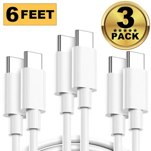 3x 6Ft USB-C to USB-C Cable Fast Charger Type C Charging Cord Rapid Data SYNC - Picture 1 of 13