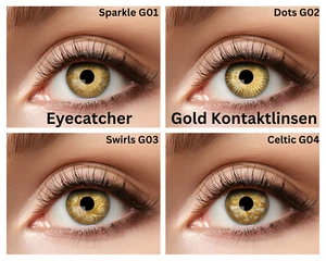 Kontaktlinsen 12 Monats Linsen Gold Goldfarben 4 Modelle ohne Stärke Halloween - Bild 1 von 7